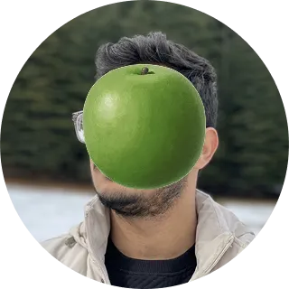 Daksh Sharma — Magritte-style portrait with an apple