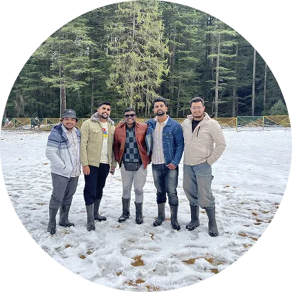 A group of friends in the snow