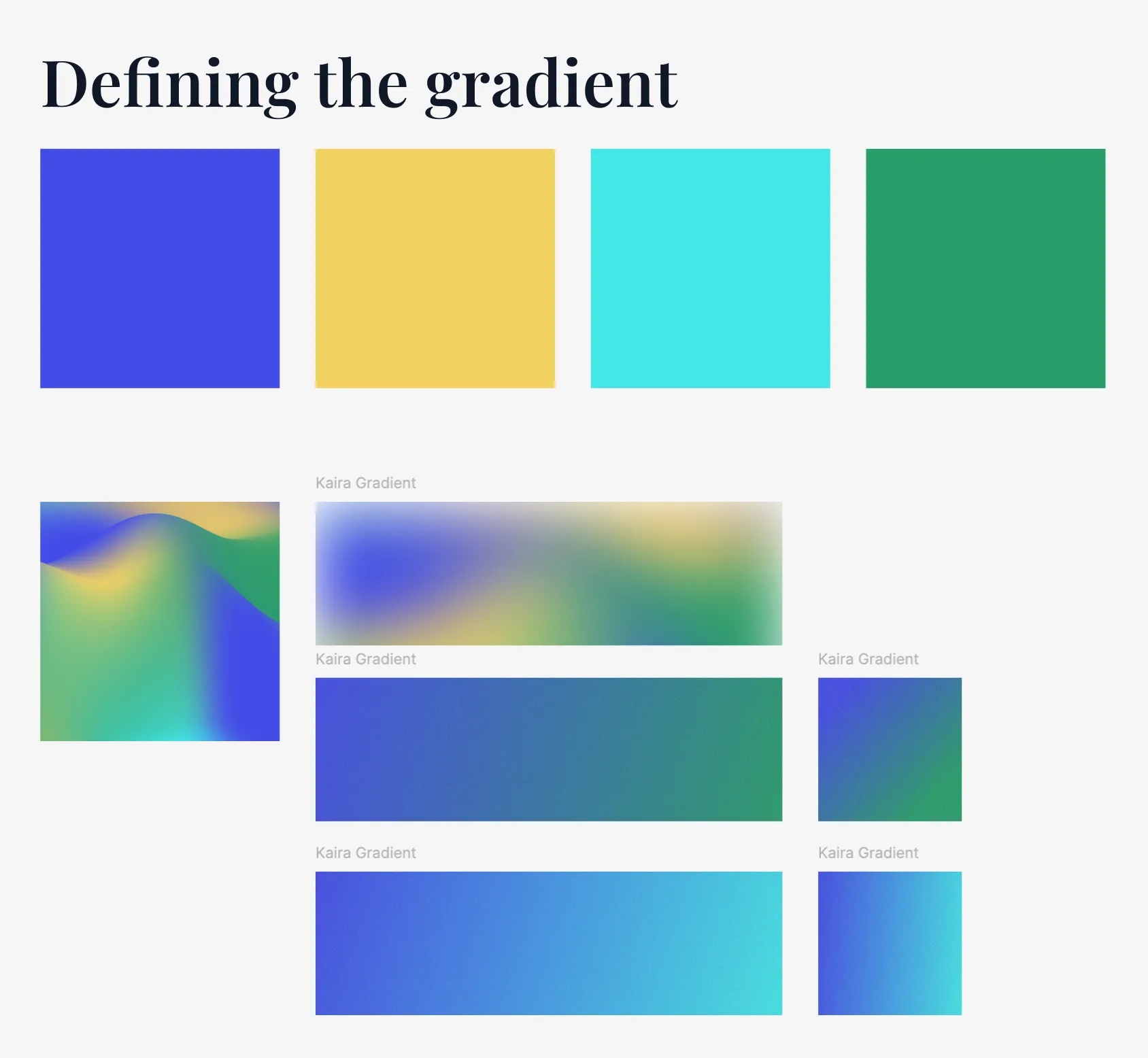 Kaira gradient swatches from the design system